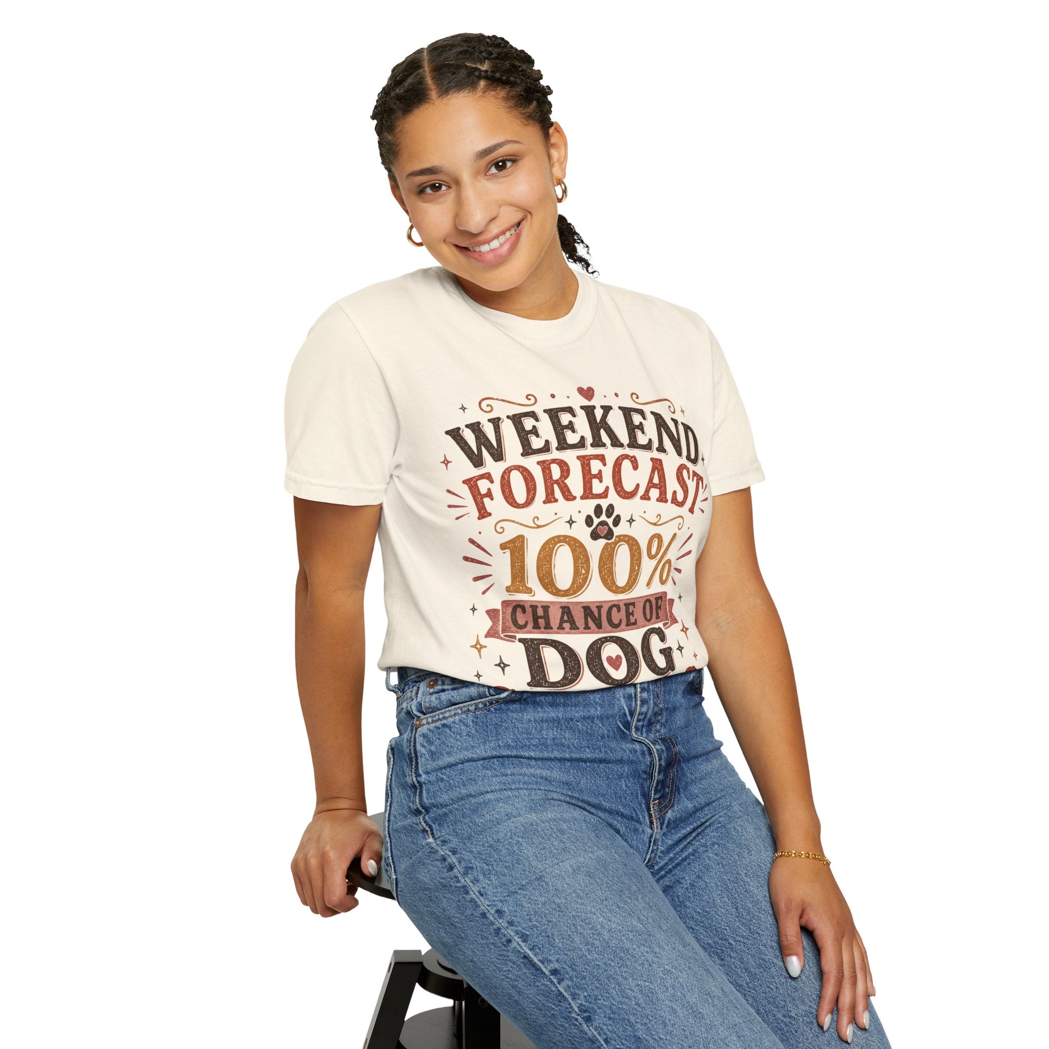 Weekend Forecast: 100% Chance Of Dog Cuddles Retro T-Shirt