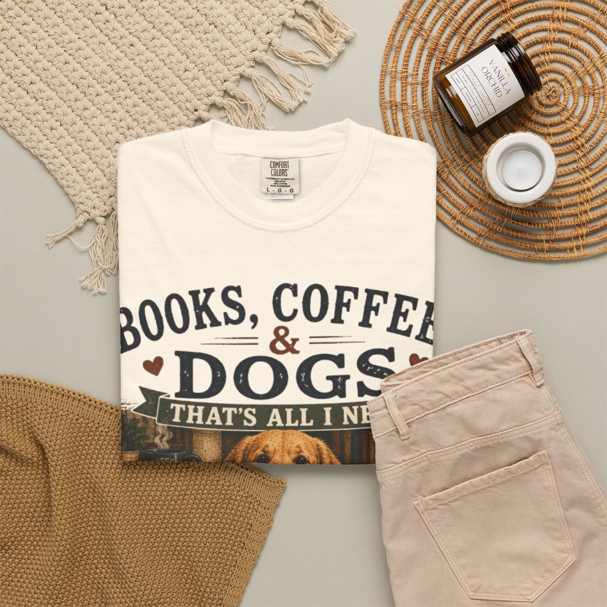 Books, Coffee & Dogs That's All I Need Retro T-Shirt