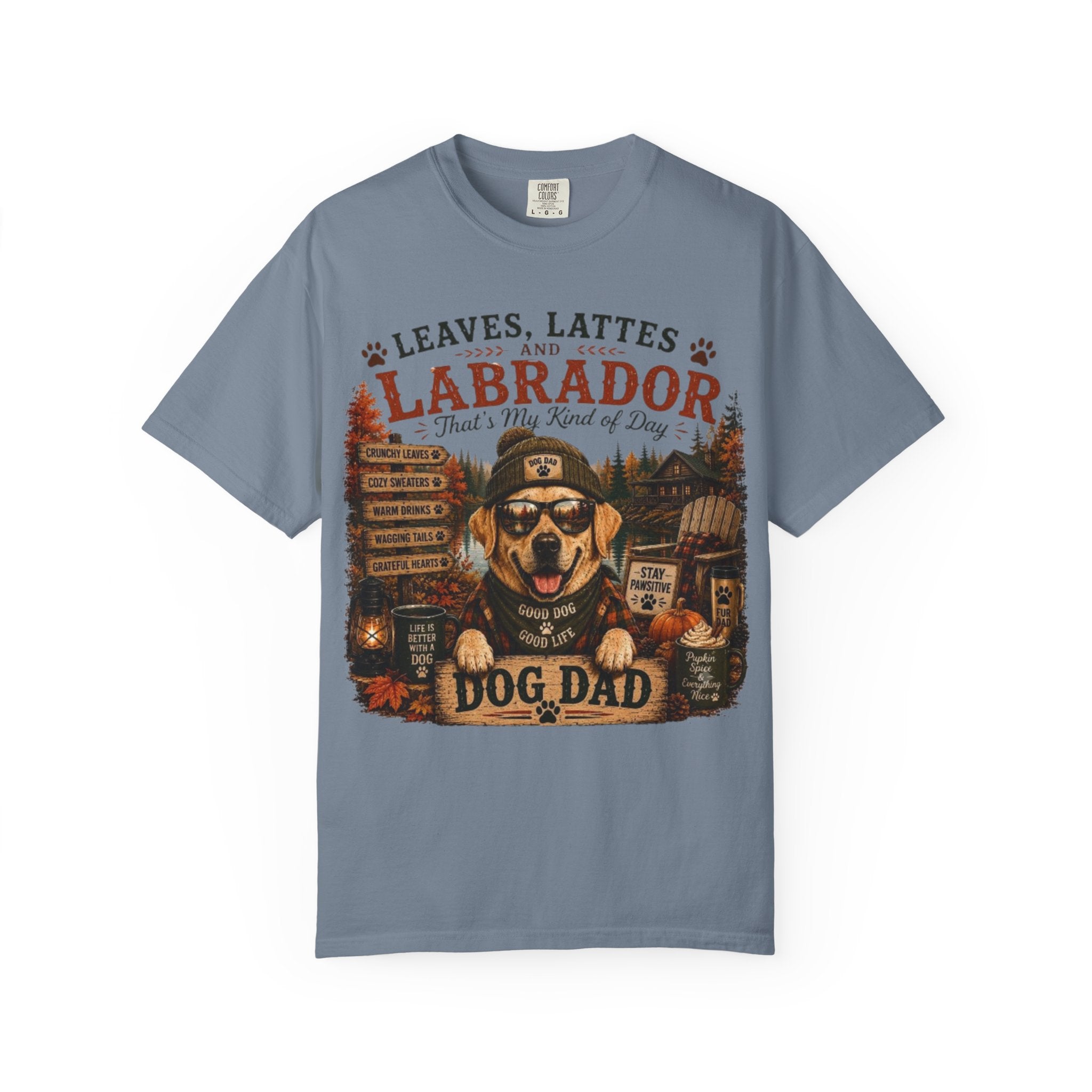 Leaves, Lattes & Labrador Dog Dad Comfort Colors® T-Shirt
