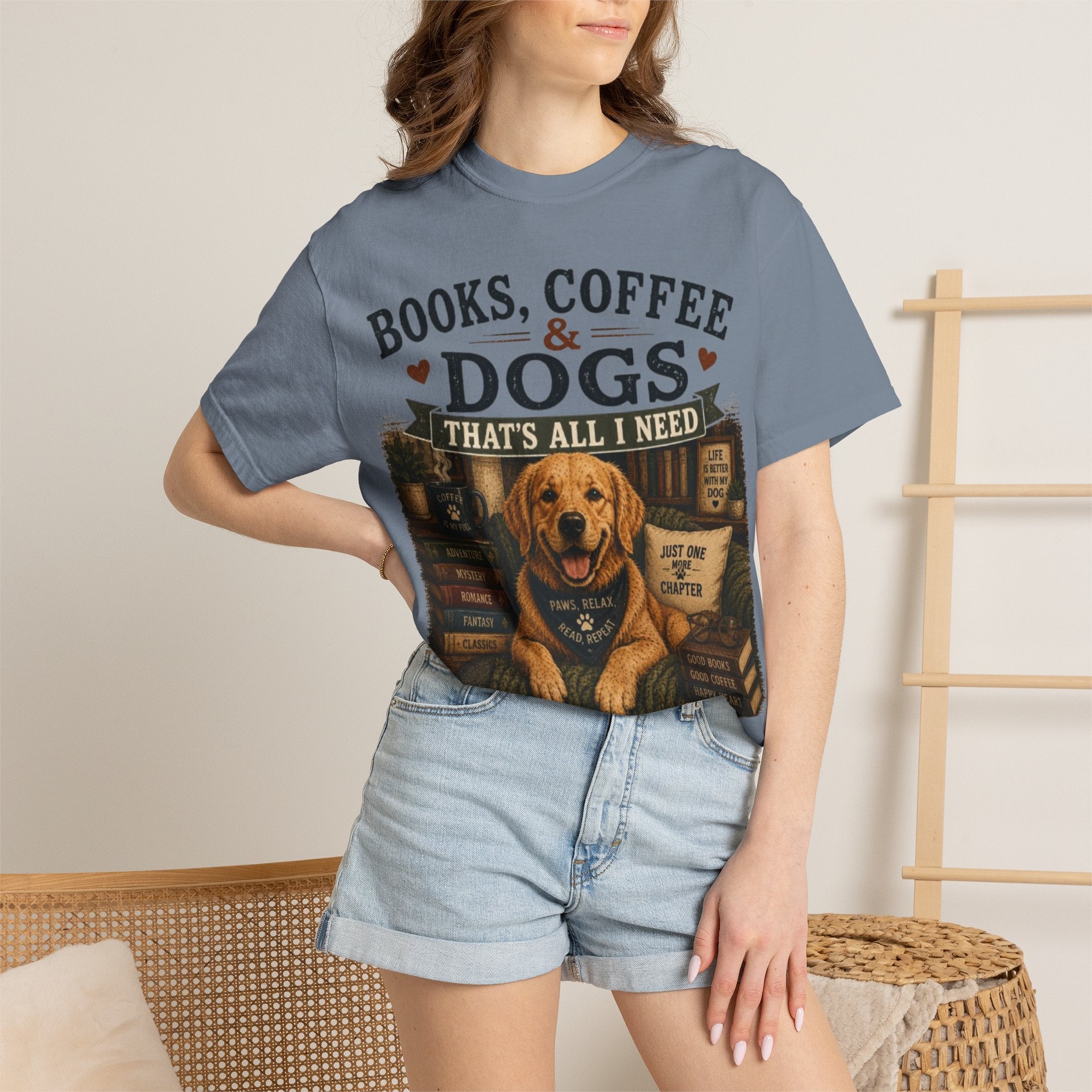 Books, Coffee & Dogs That's All I Need Retro T-Shirt