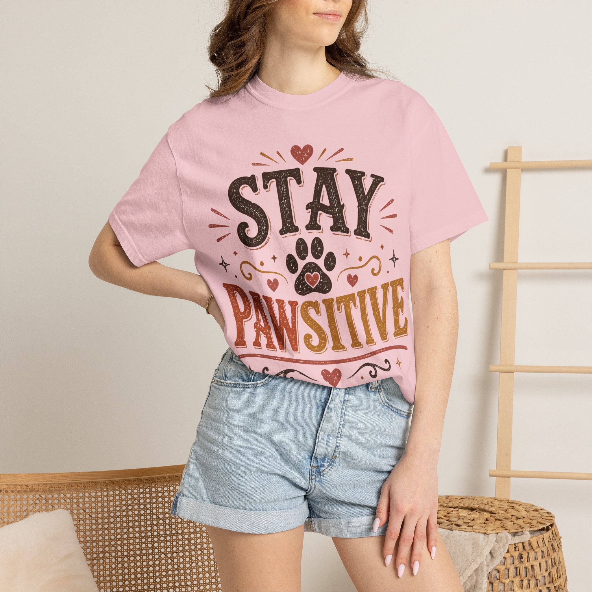 Stay Pawsitive Retro T-Shirt