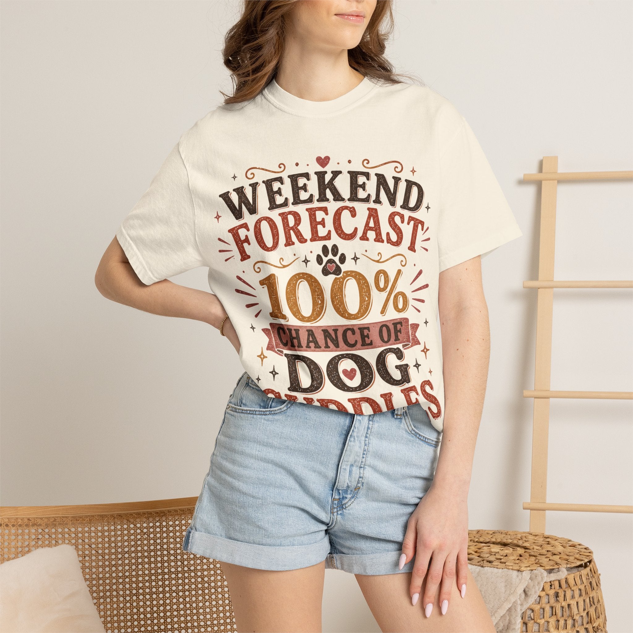 Weekend Forecast: 100% Chance Of Dog Cuddles Retro T-Shirt