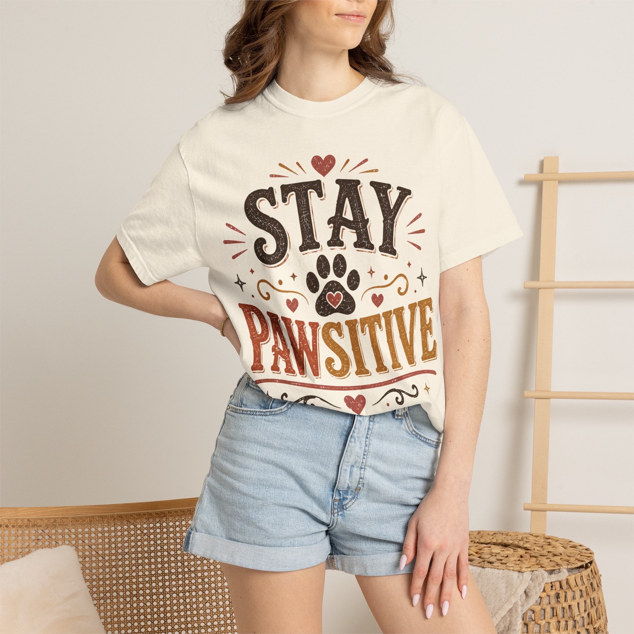 Stay Pawsitive Retro T-Shirt