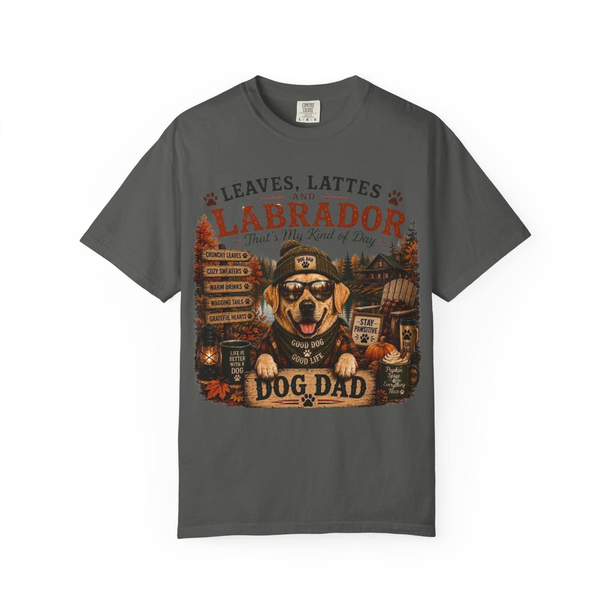 Leaves, Lattes & Labrador Dog Dad Comfort Colors® T-Shirt