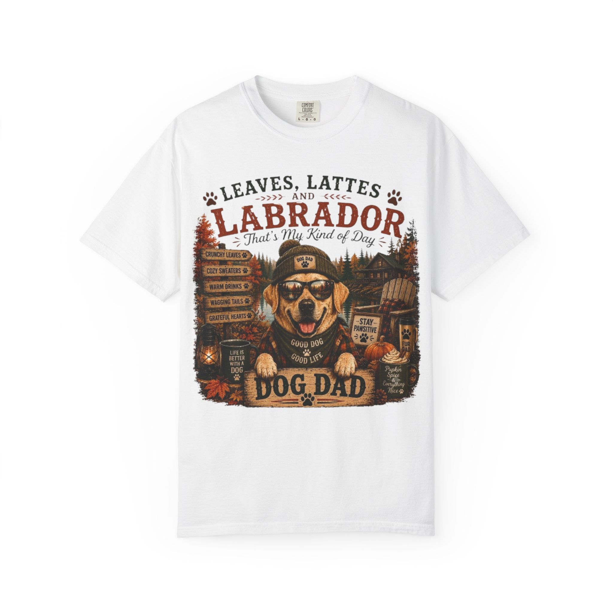 Leaves, Lattes & Labrador Dog Dad Comfort Colors® T-Shirt