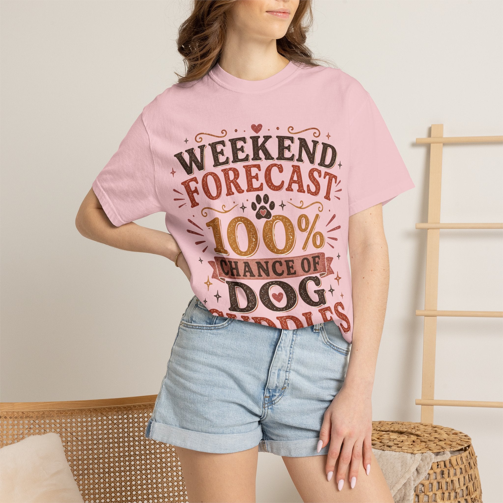 Weekend Forecast: 100% Chance Of Dog Cuddles Retro T-Shirt