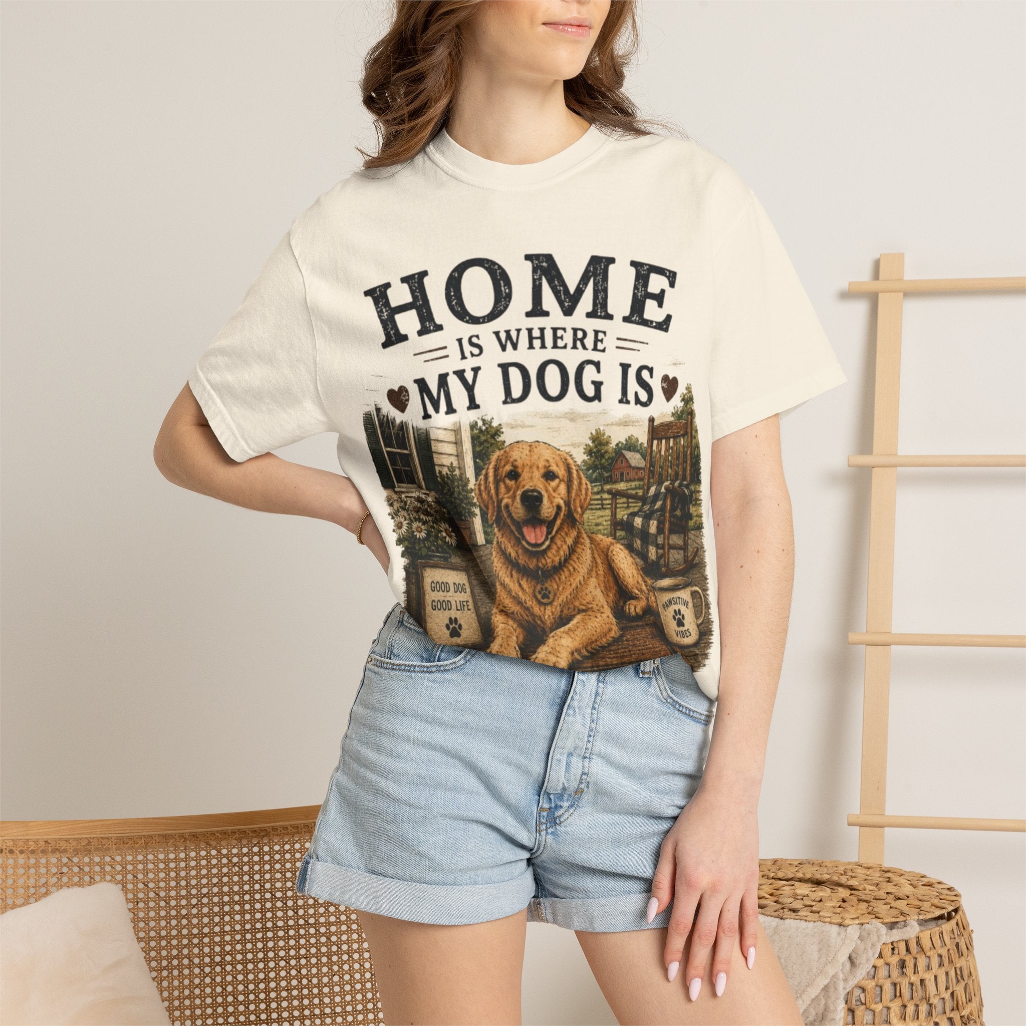 Home Is Where My Dog Is Retro T-Shirt