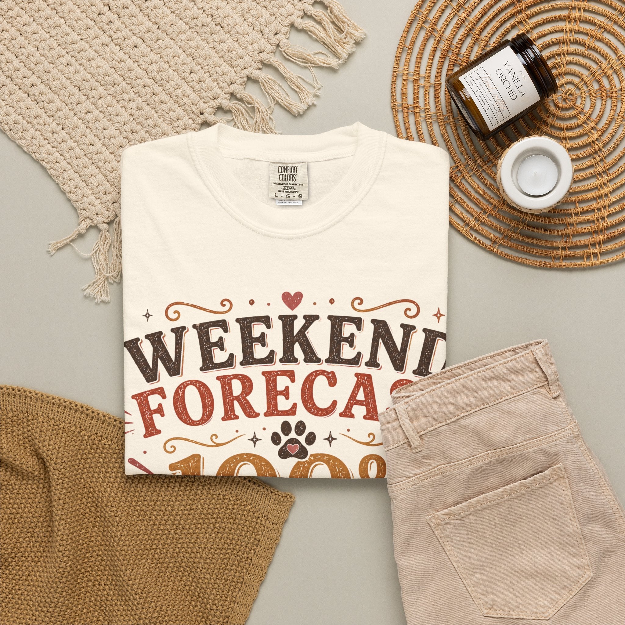 Weekend Forecast: 100% Chance Of Dog Cuddles Retro T-Shirt