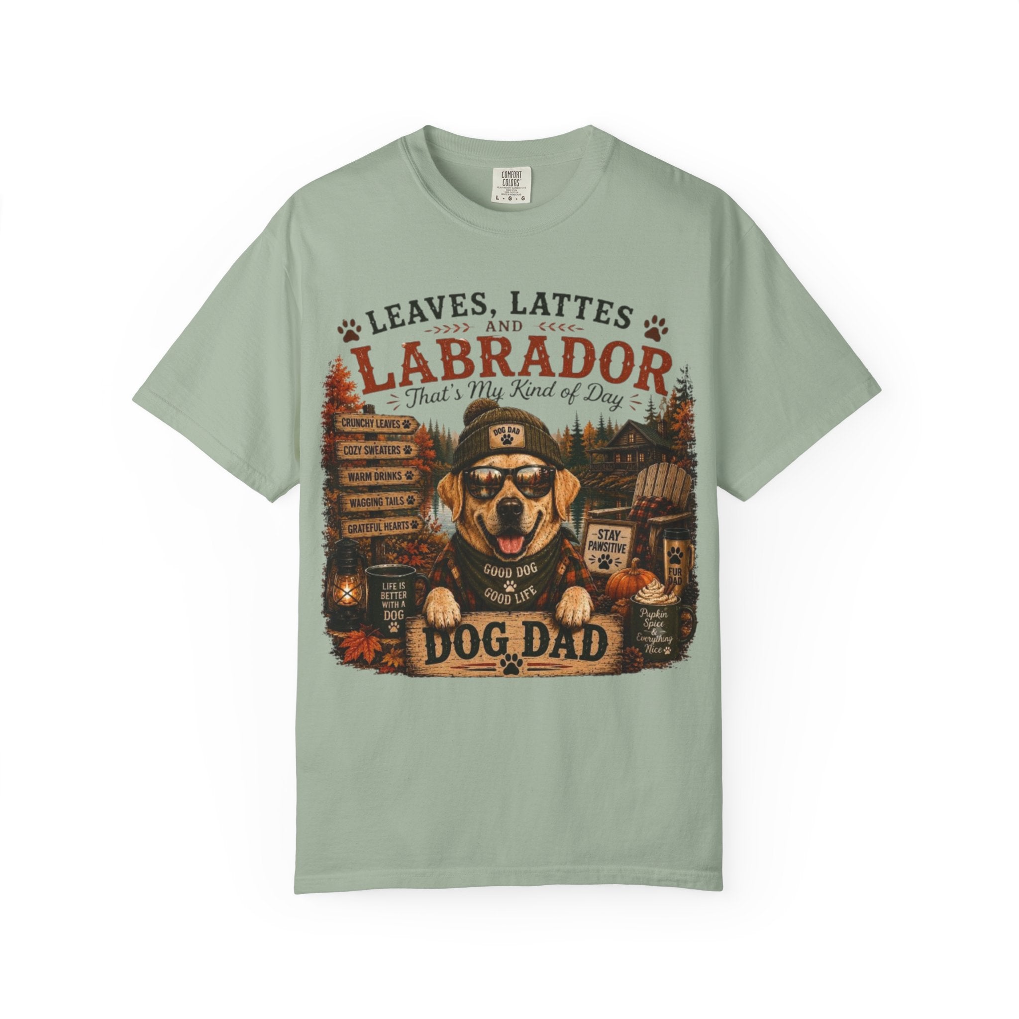 Leaves, Lattes & Labrador Dog Dad Comfort Colors® T-Shirt