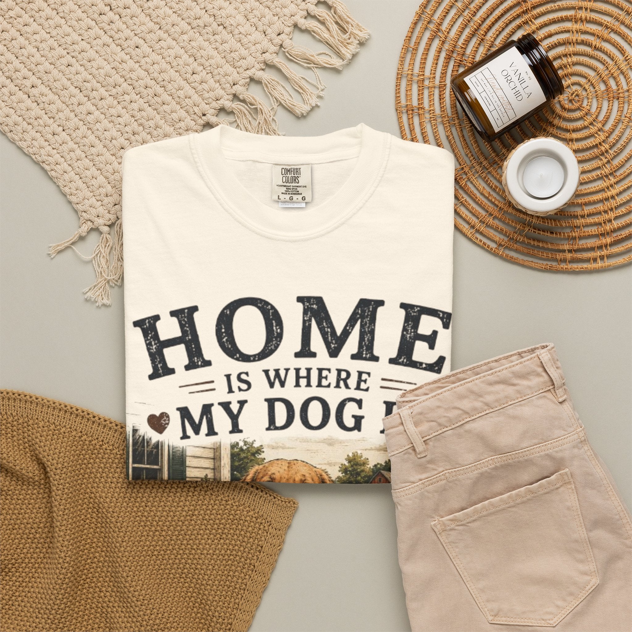 Home Is Where My Dog Is Retro T-Shirt