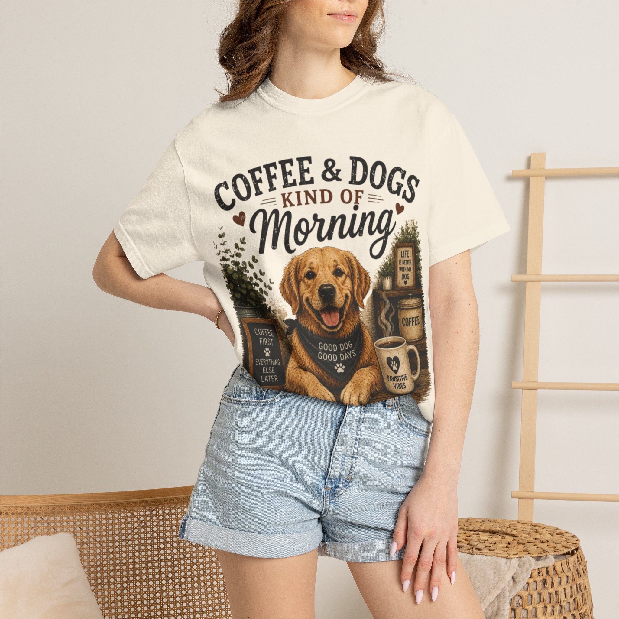 Coffee & Dogs Kind Of Morning Retro T-Shirt