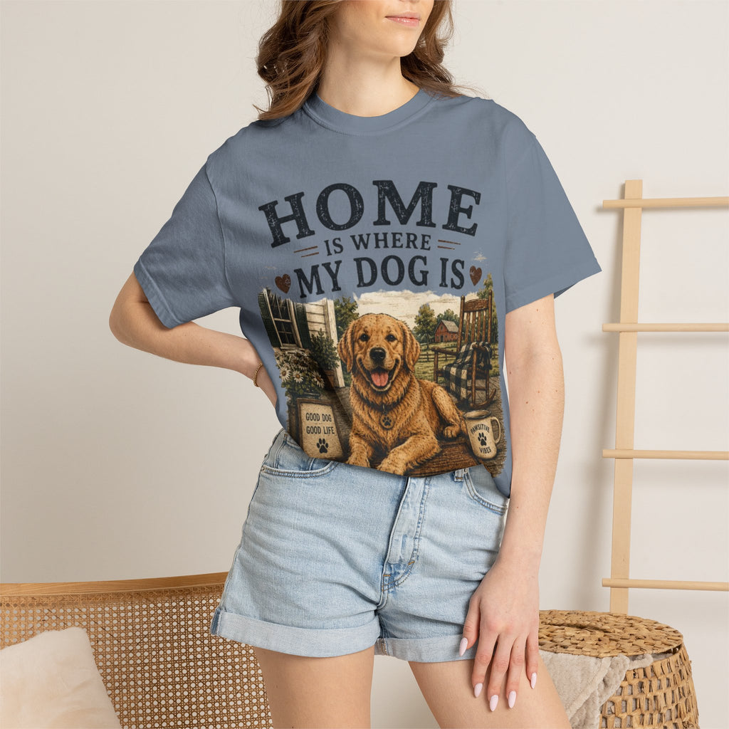 Home Is Where My Dog Is Retro T-Shirt