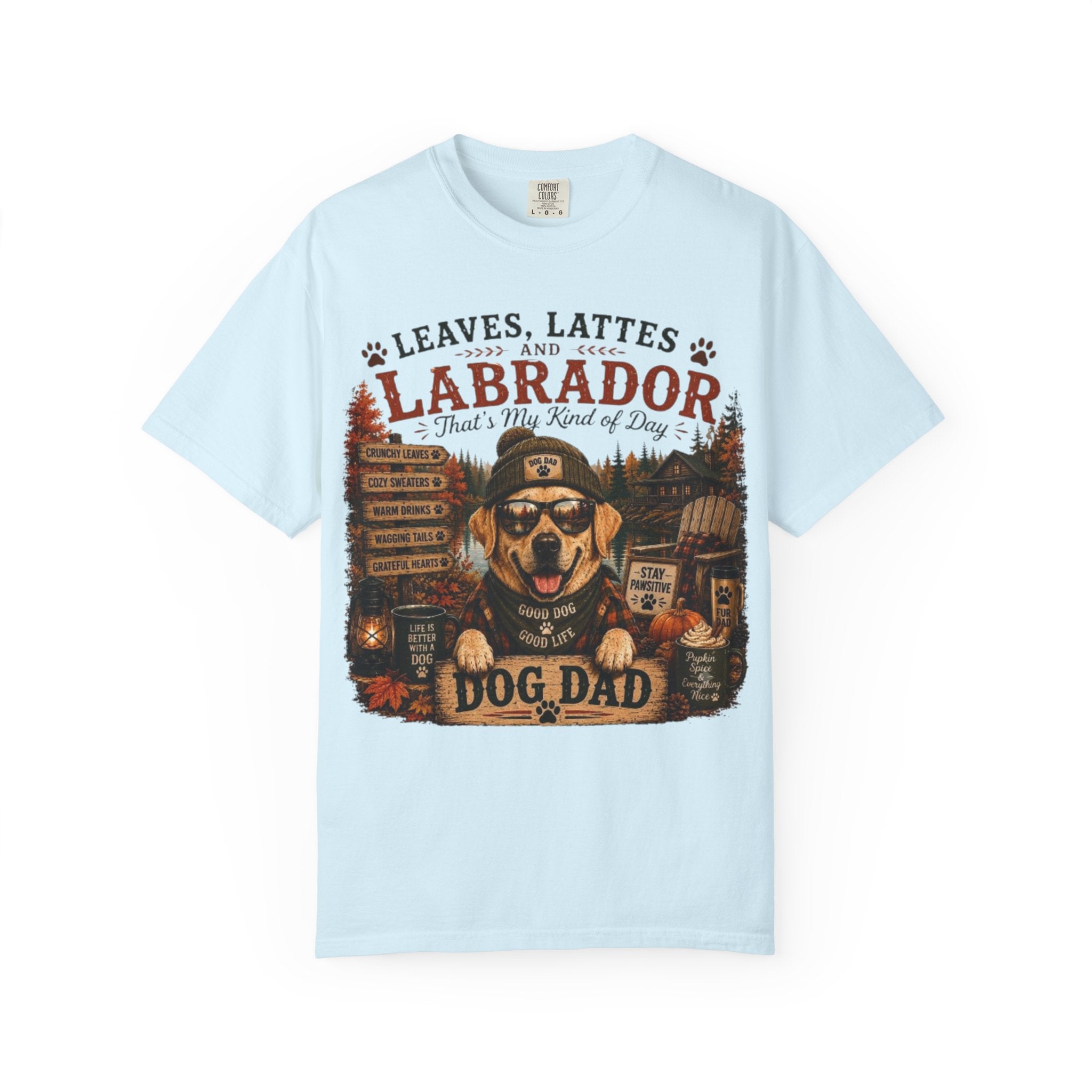 Leaves, Lattes & Labrador Dog Dad Comfort Colors® T-Shirt