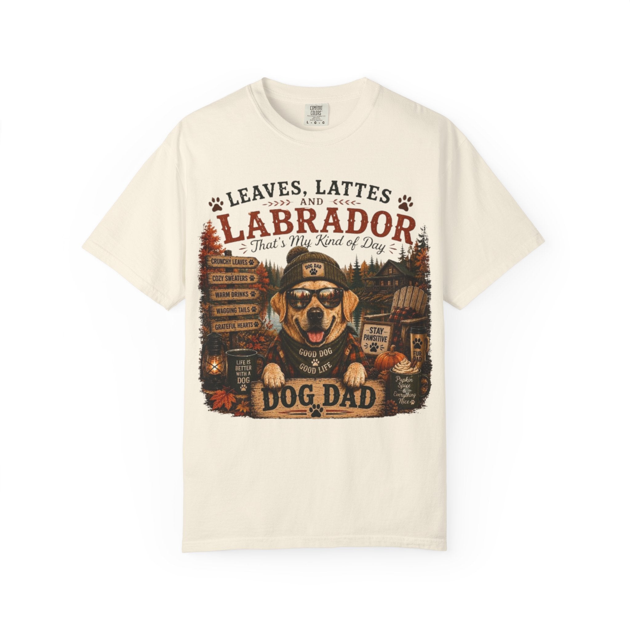Leaves, Lattes & Labrador Dog Dad Comfort Colors® T-Shirt